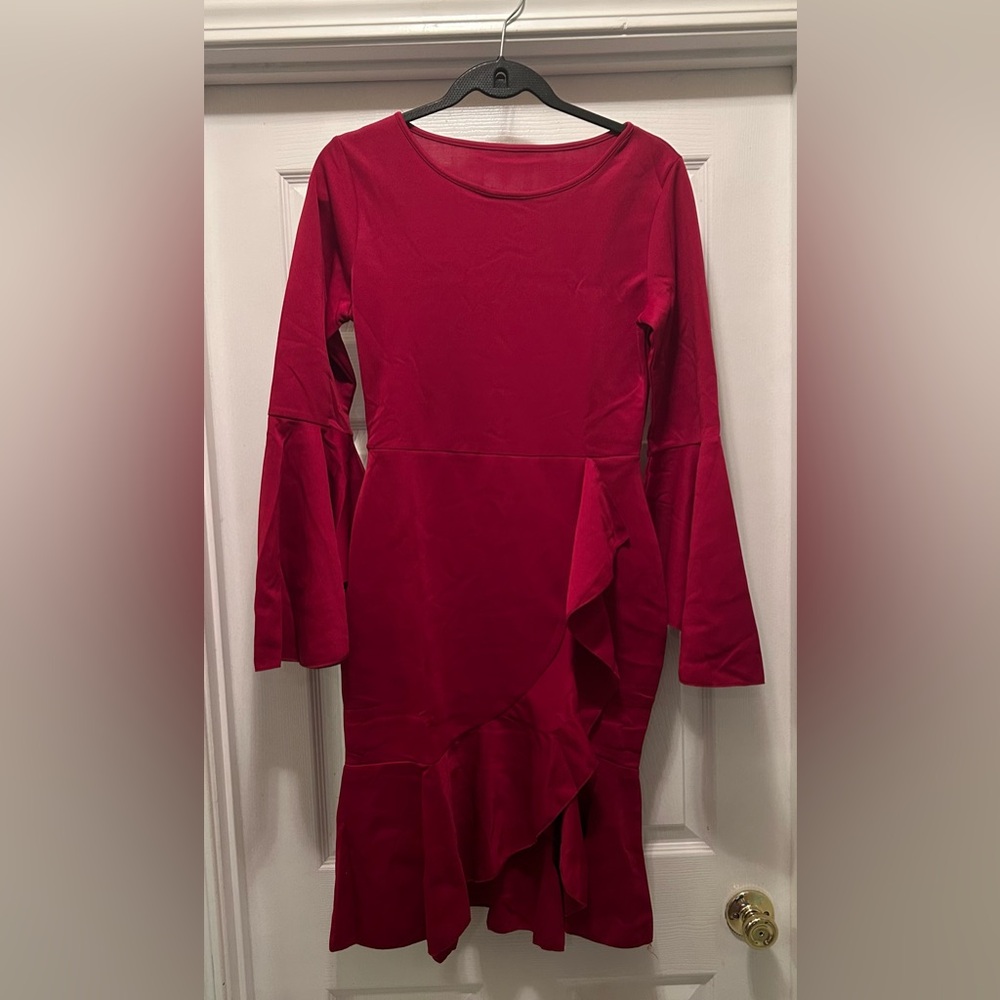 Elegant Red Ruffle Dress